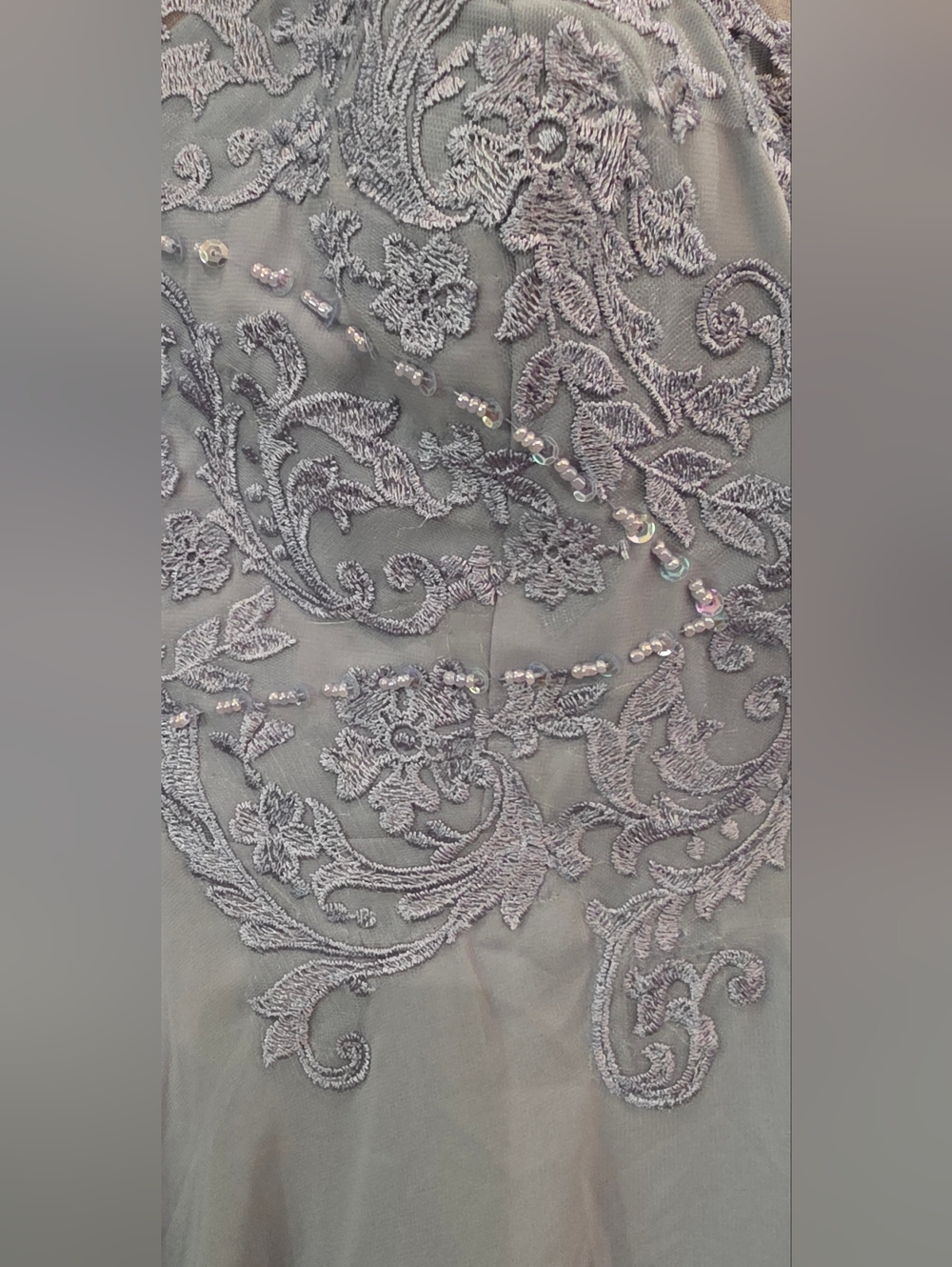 Elegant Light Blue Lace Bodice Chiffon Dress - Picture 2 of 7